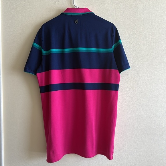 Greyson Shawnee Colorblock Pink Blue Golf Polo Short Sleeve Shirt - Picture 2 of 8